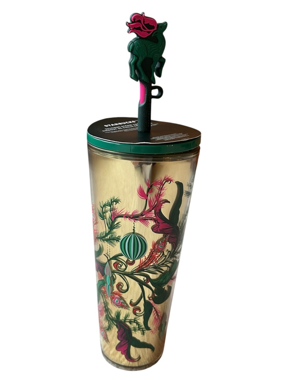 Starbucks Reindeer Straw Topper Venti (24 oz) Cold Cup Holiday 2024 NWT